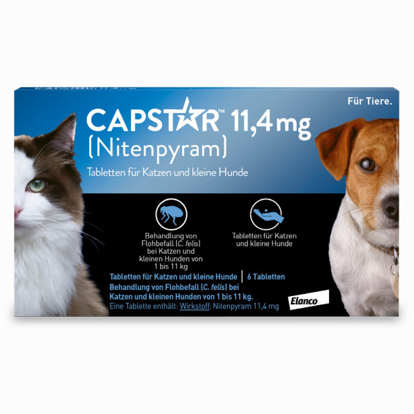Capstar Tabletten gegen Flöhe für Katzen und kleine Hunde bis 11 kg, 6 Tabletten in einer Packung