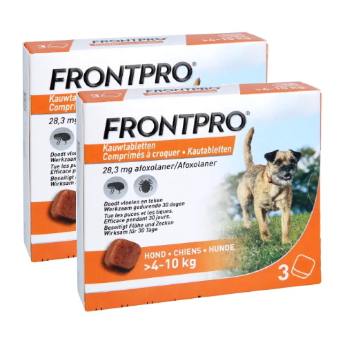 FRONTPRO® Kautablette gegen Zecken und Flöhe für Hunde (>4-10kg) (2x3 St)